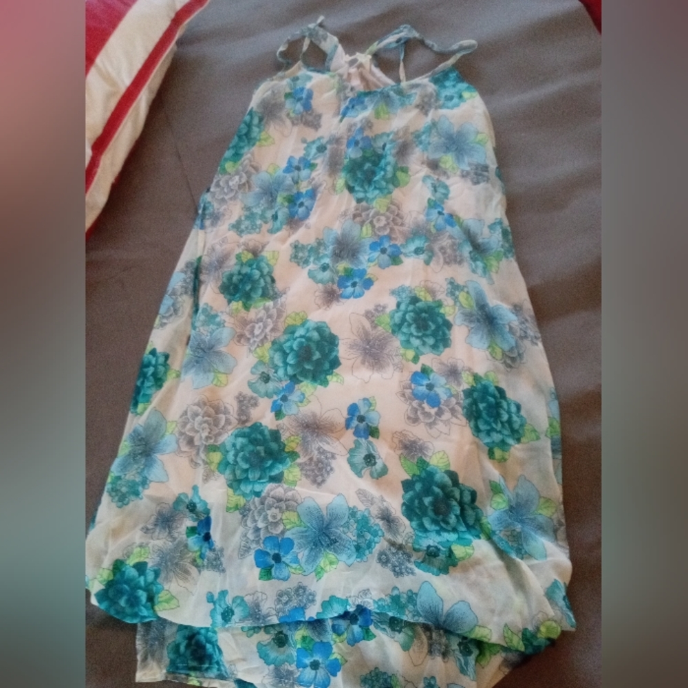 Blue floral dress asymmetrical - Picture 3 of 5